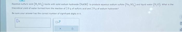 Solved Aqueous sulfuric acid (H₂SO4) reacts with solid | Chegg.com ...