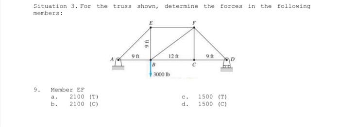 Solved Situation 3. For the truss shown, determine the | Chegg.com