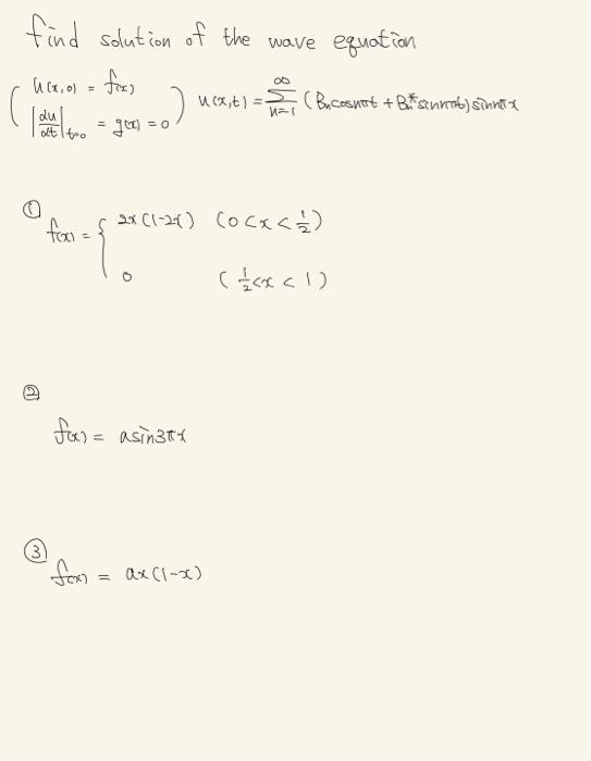 Solved find solution of the wave equation U (3,0) = fox ) | Chegg.com