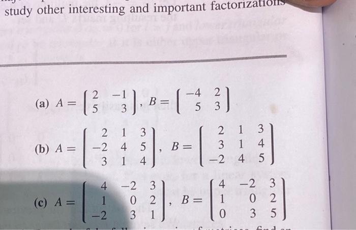 3. For each of the following pairs of matrices, find | Chegg.com