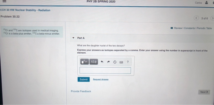 Solved PHY 2B SPRING 2020 Carlos | Chegg.com