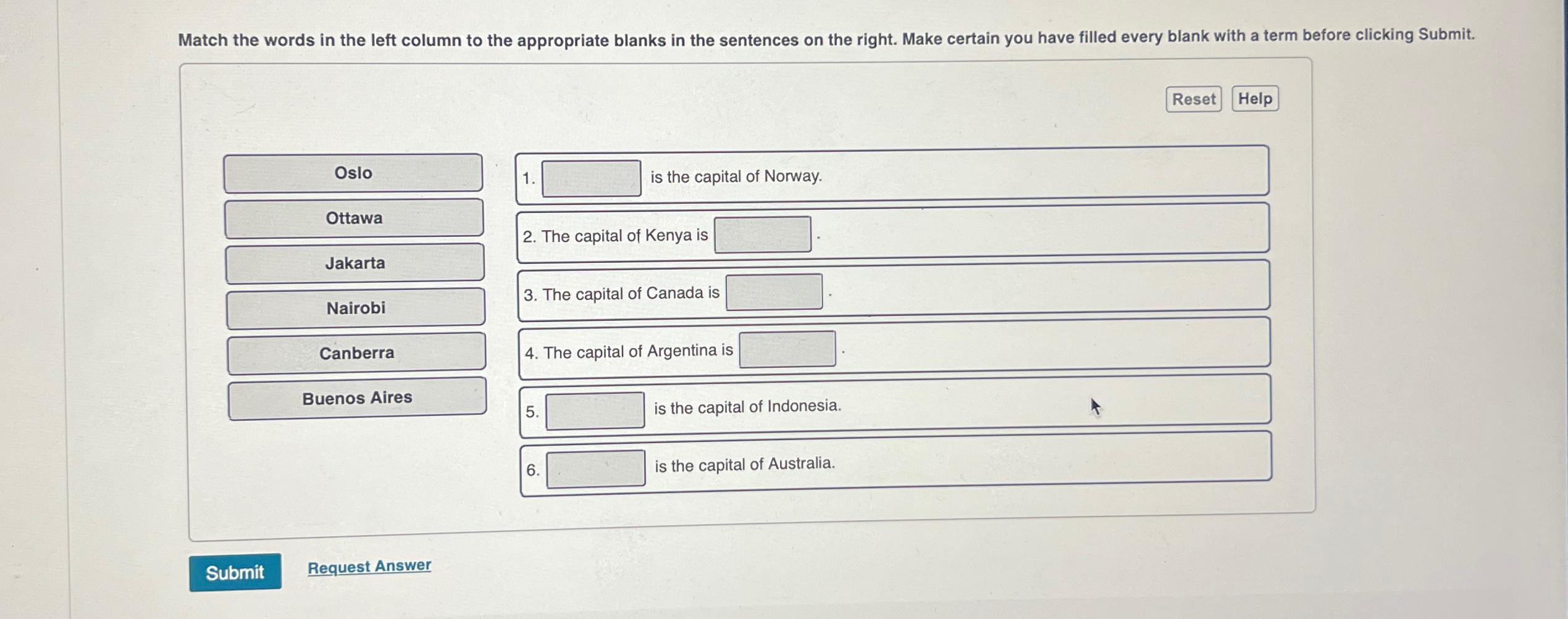 Solved Match The Words In The Left Column To The Appropriate