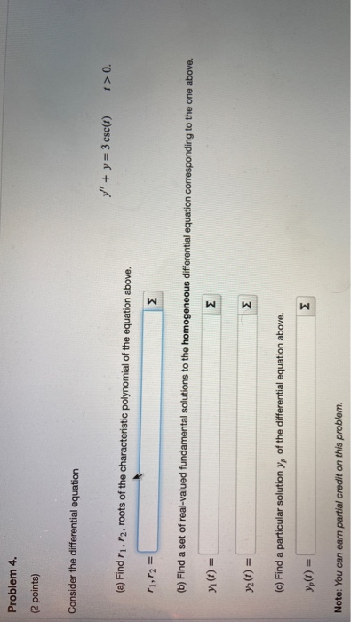 Solved Problem 4. (2 points) Consider the differential | Chegg.com