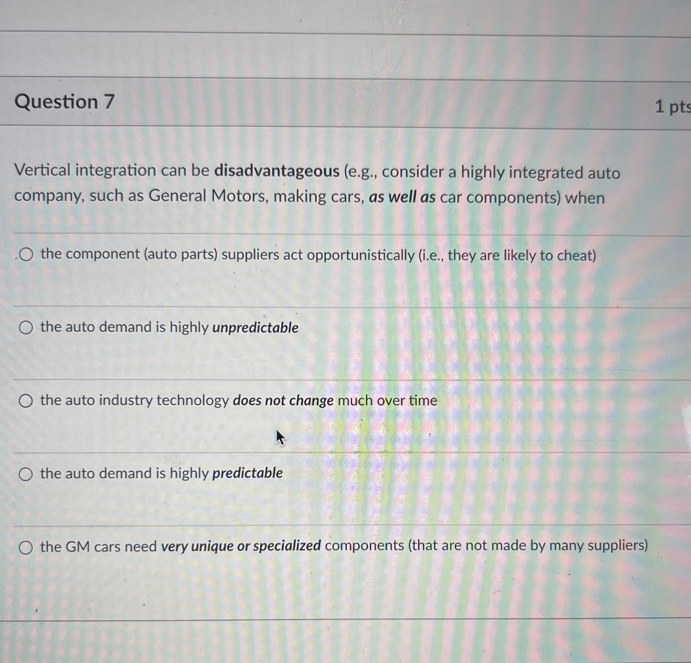 Solved Question 71 ﻿ptsVertical integration can be | Chegg.com