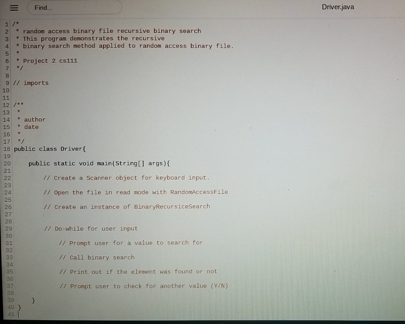 Code Not In File Solved For this project you will write code to search in a | Chegg.com