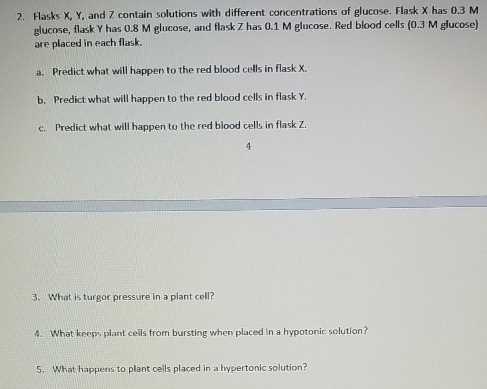 Solved 2. Flasks X, Y, and Z contain solutions with