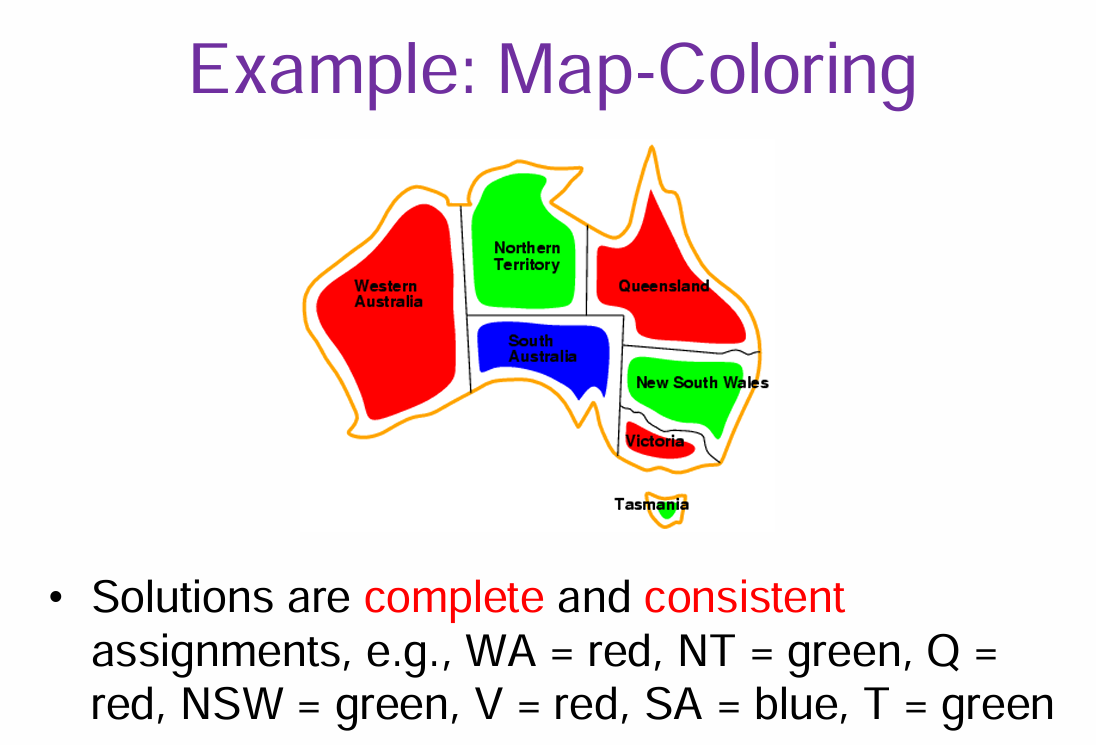 Solved Example: Map-ColoringSolutions are complete and | Chegg.com