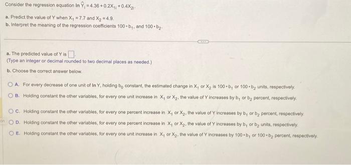 Solved Consider The Regression Equation | Chegg.com