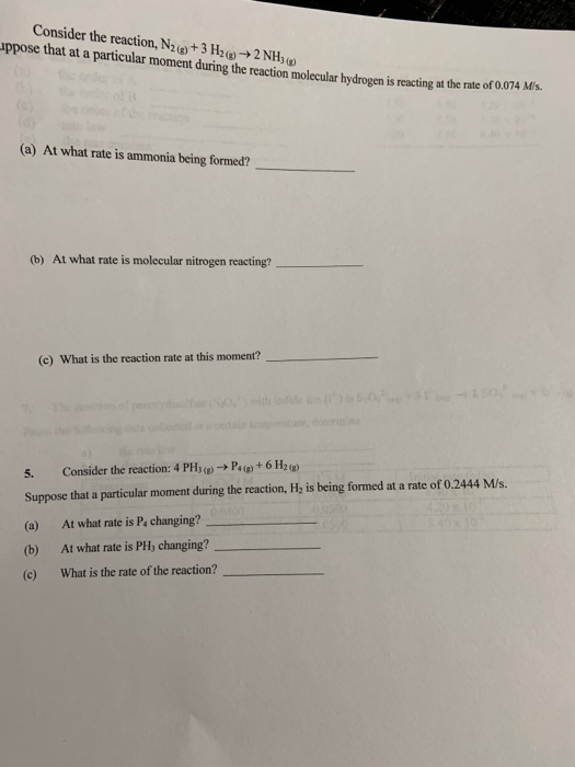 Solved Consider the reaction, N2(+ 3 H2 (0+2 NH3 ( uppose | Chegg.com