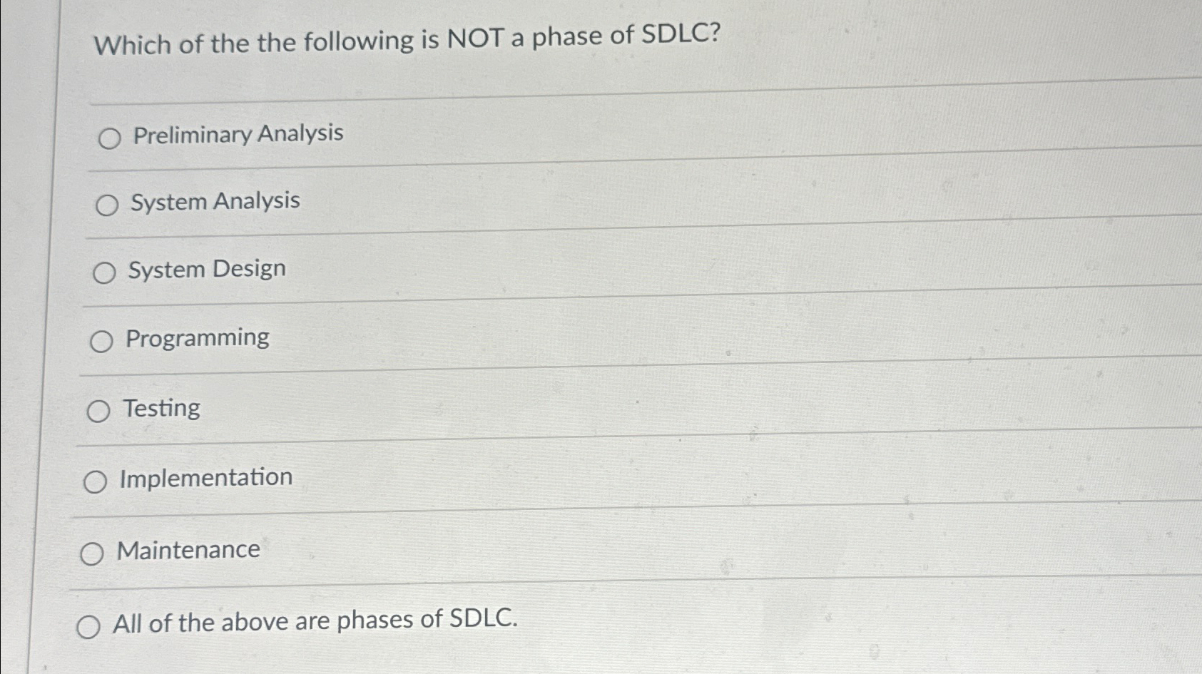 Solved Which of the the following is NOT a phase of | Chegg.com