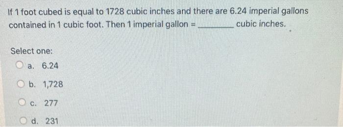 1 cubic foot of water in imperial gallons