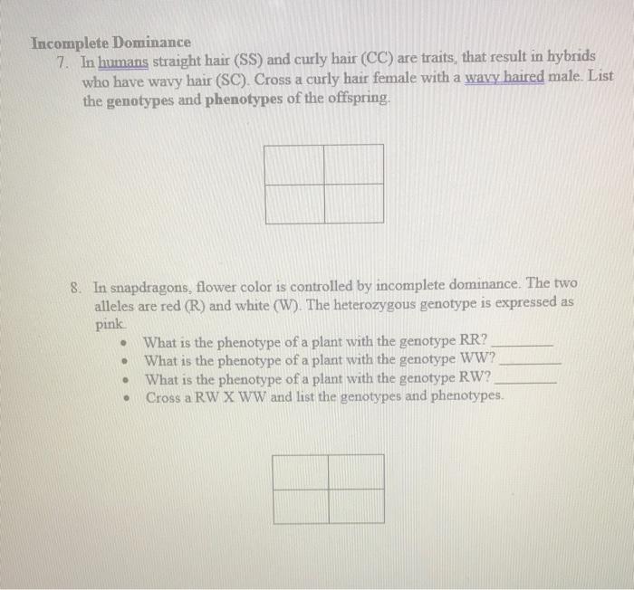 Solved Incomplete Dominance 7. In humans straight hair (SS) | Chegg.com