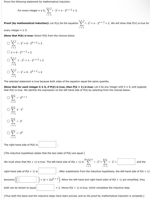 Solved Prove The Following Statement By Mathematical | Chegg.com