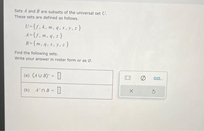 Solved Sets A And B Are Subsets Of The Universal Set U. | Chegg.com