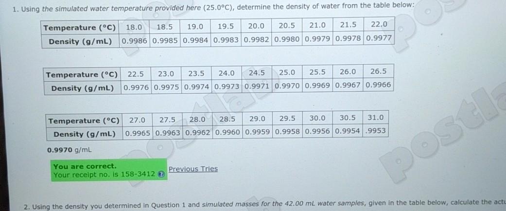 Solved 1. Using the simulated water temperature provided | Chegg.com