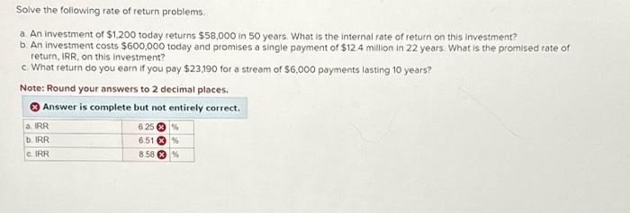 Solved Solve The Following Rate Of Return Problems. A. An | Chegg.com