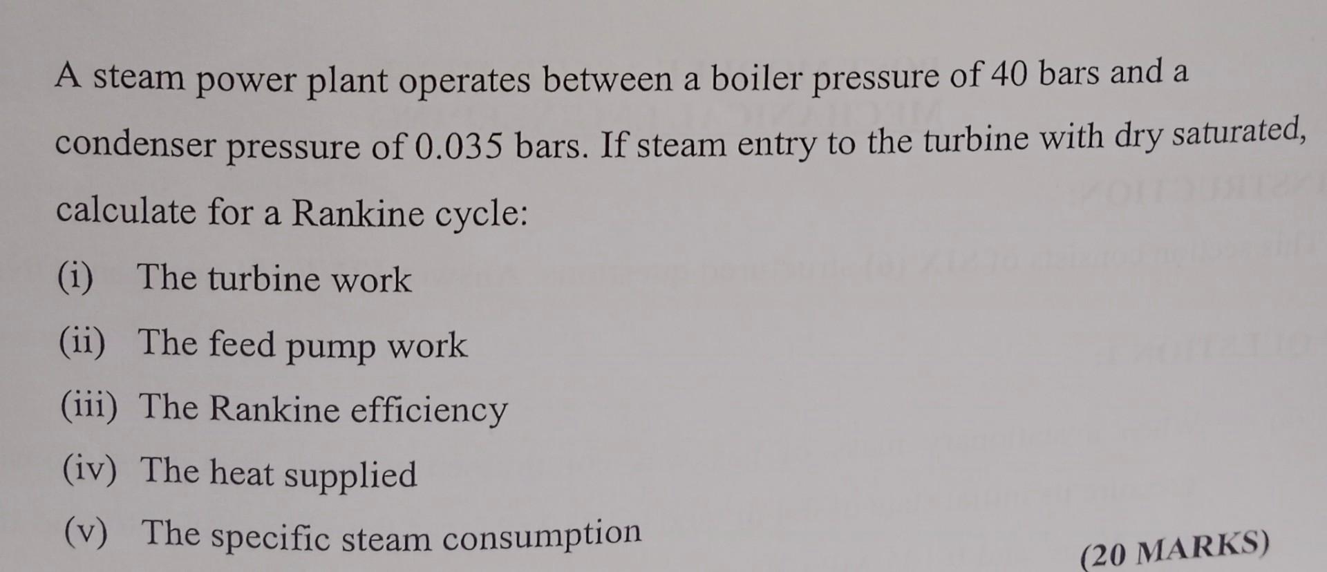 Solved A Steam Power Plant Operates Between A Boiler | Chegg.com