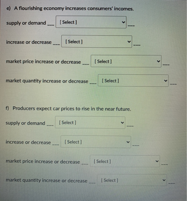 Solved e) A flourishing economy increases consumers'