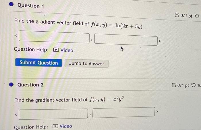 Solved Question 1 B0/1 pt 5 Find the gradient vector field | Chegg.com