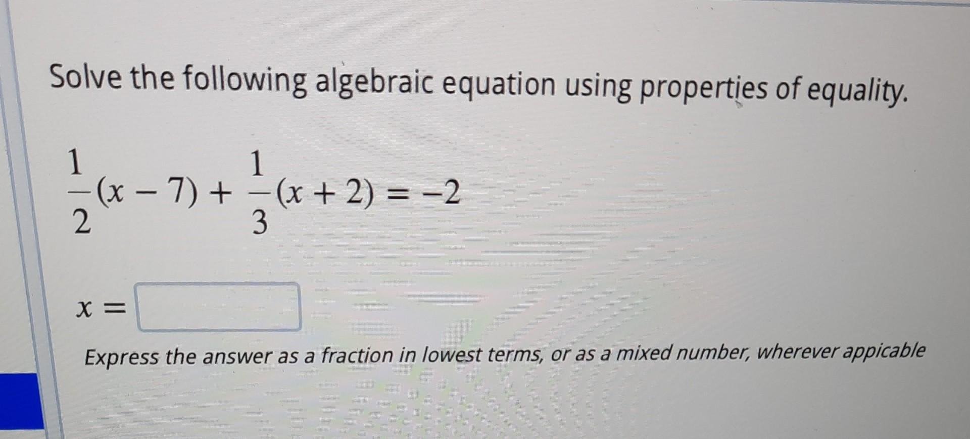 Solved Solve the following algebraic equation using | Chegg.com