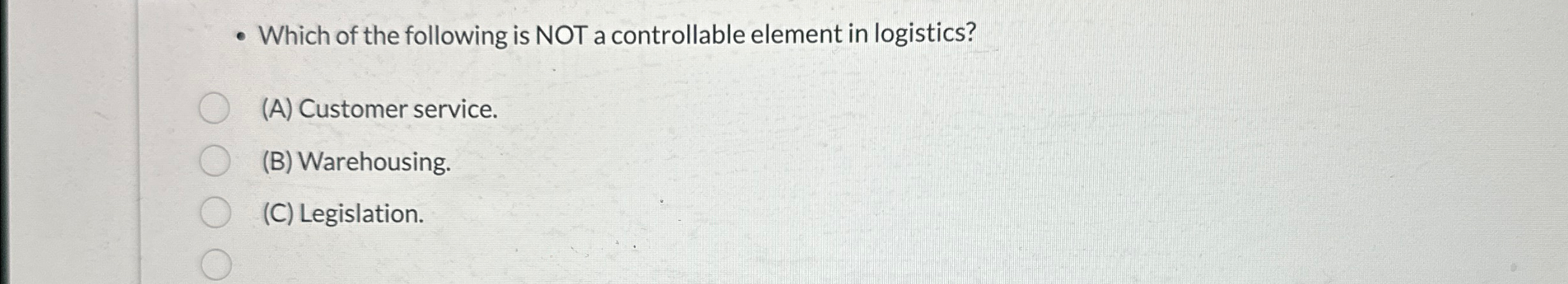 Solved Which of the following is NOT a controllable element | Chegg.com