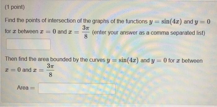 Solved (1 point) Find the points of intersection of the | Chegg.com