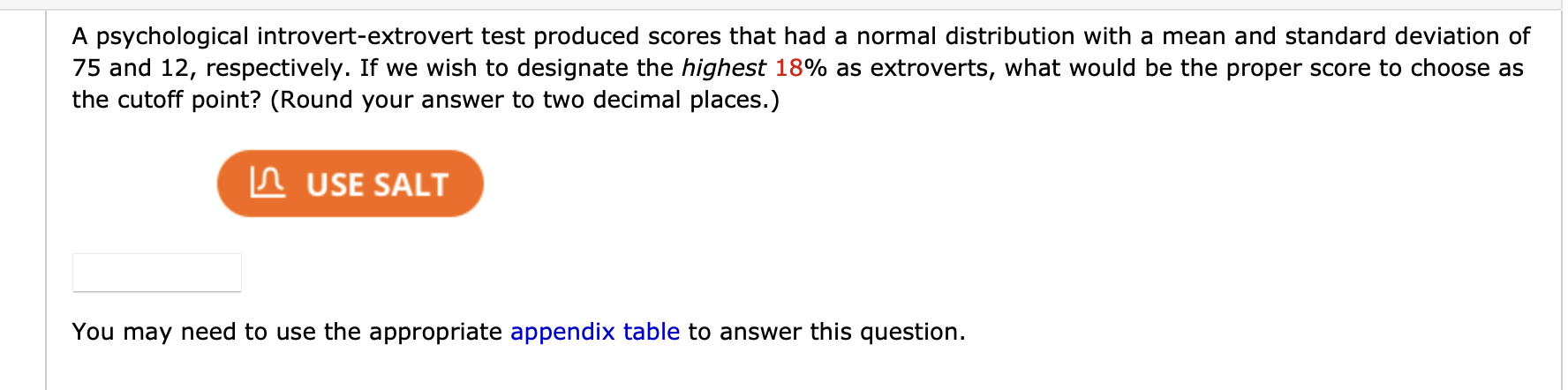 Solved A psychological introvert-extrovert test produced | Chegg.com