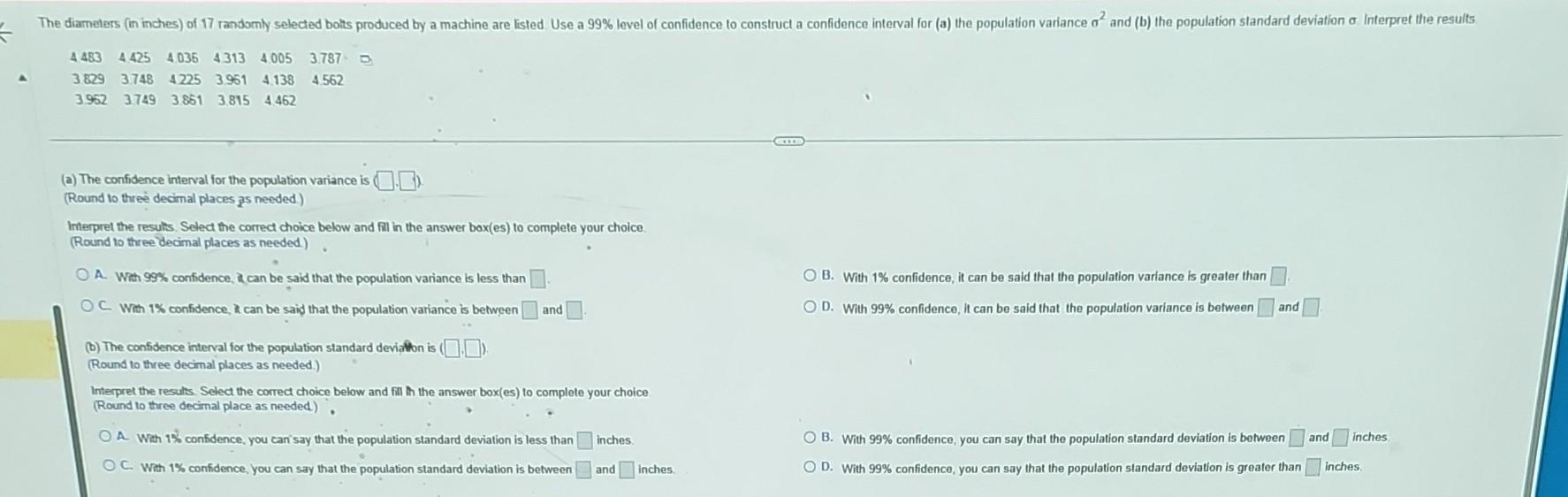 Solved (a) The confidence interval for the population | Chegg.com