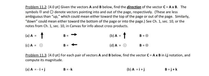Solved Problem 11.2: (4.0 pt) Given the vectors A and B | Chegg.com