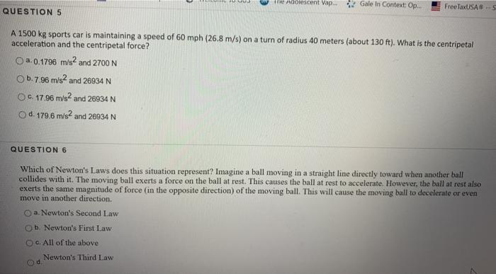 Solved Adolescent Vap Gale In Context: Op Free TaxUSA 5 Chegg com