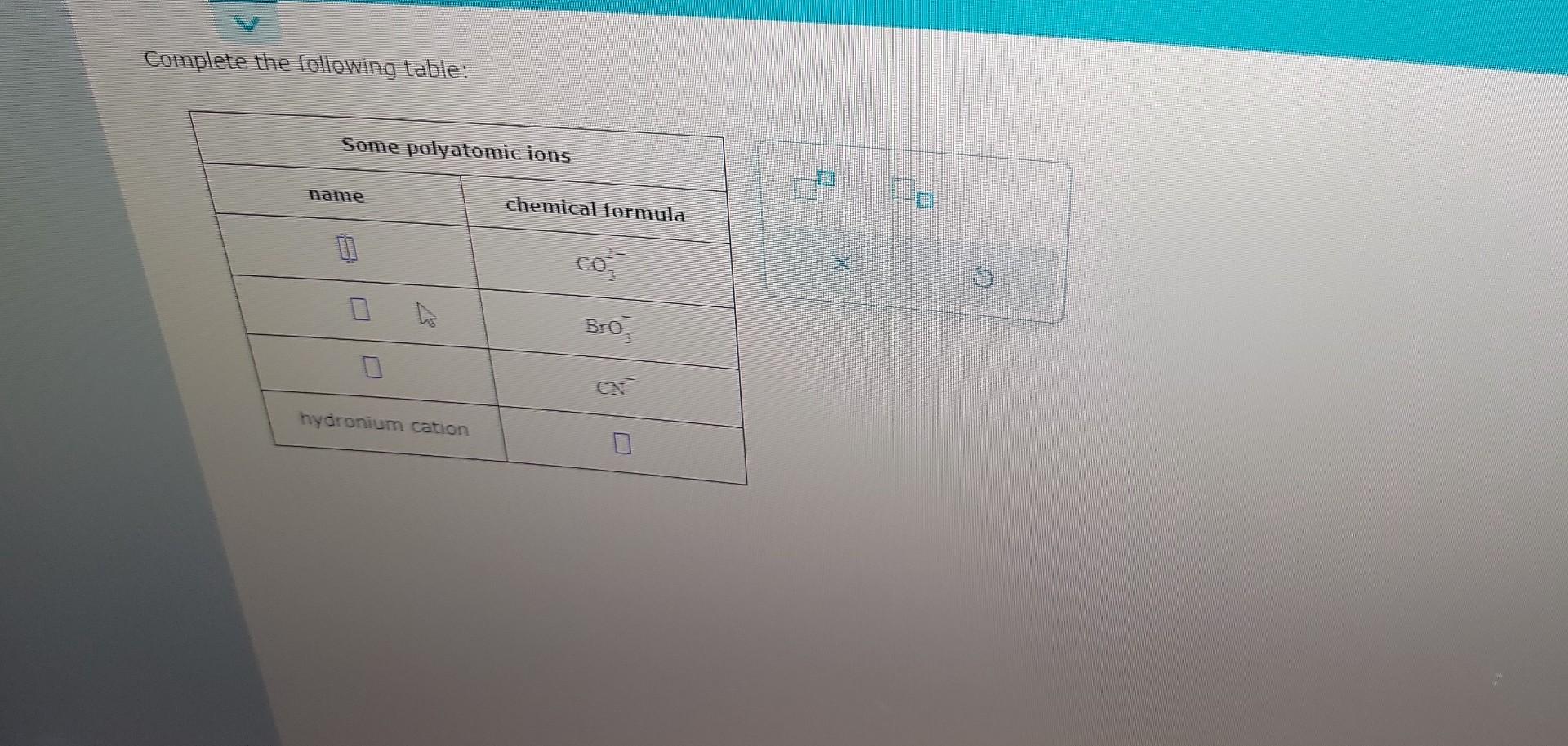 Solved Complete The Following Table: | Chegg.com