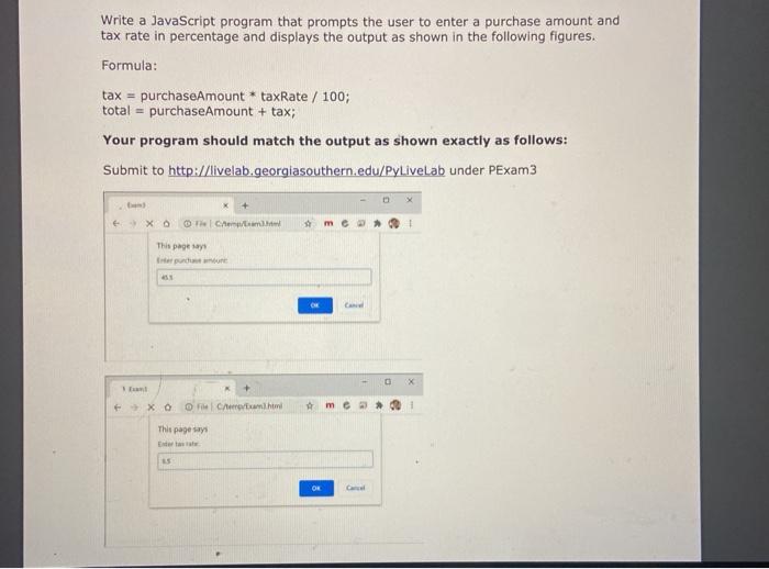 Solved Write a JavaScript program that prompts the user to | Chegg.com