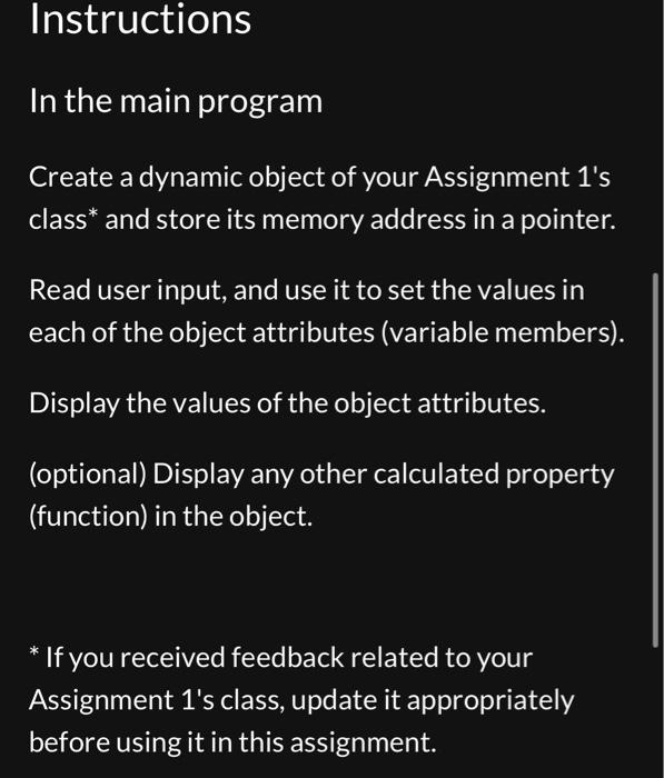 Instructions In The Main Program Create A Dynamic | Chegg.com