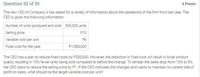 Solved The New CEO Of Company A Has Asked For A Variety Of | Chegg.com