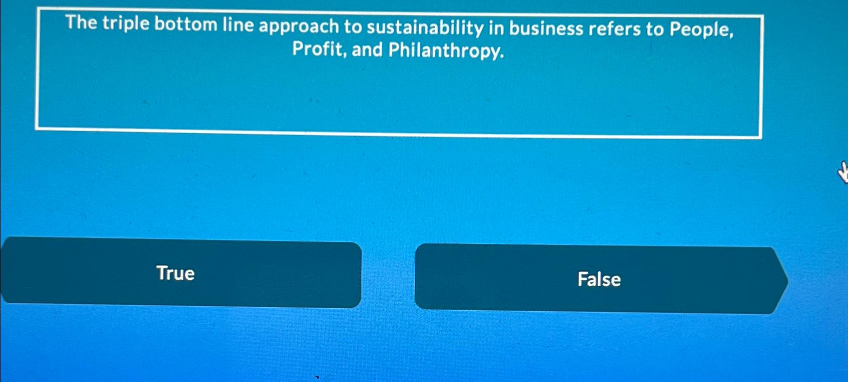 Solved The triple bottom line approach to sustainability in | Chegg.com