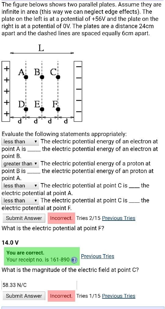 Solved The figure belows shows two parallel plates. Assume | Chegg.com