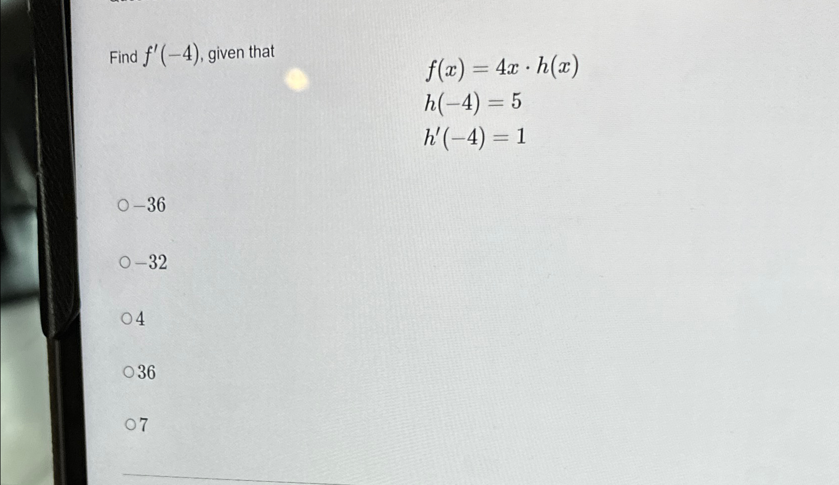 Solved Find f'(-4), ﻿given | Chegg.com