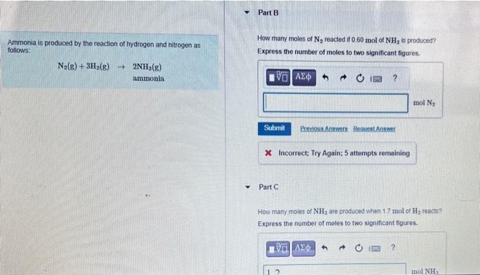 Solved Ammonia is produced by the reaction of hydrogen and | Chegg.com