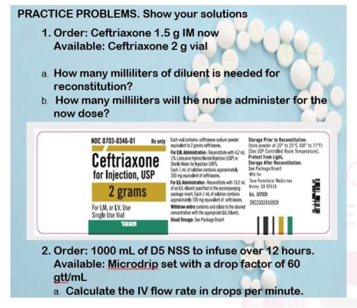 Solved Practice Problems Show Your Solutions 1 Order C Chegg Com