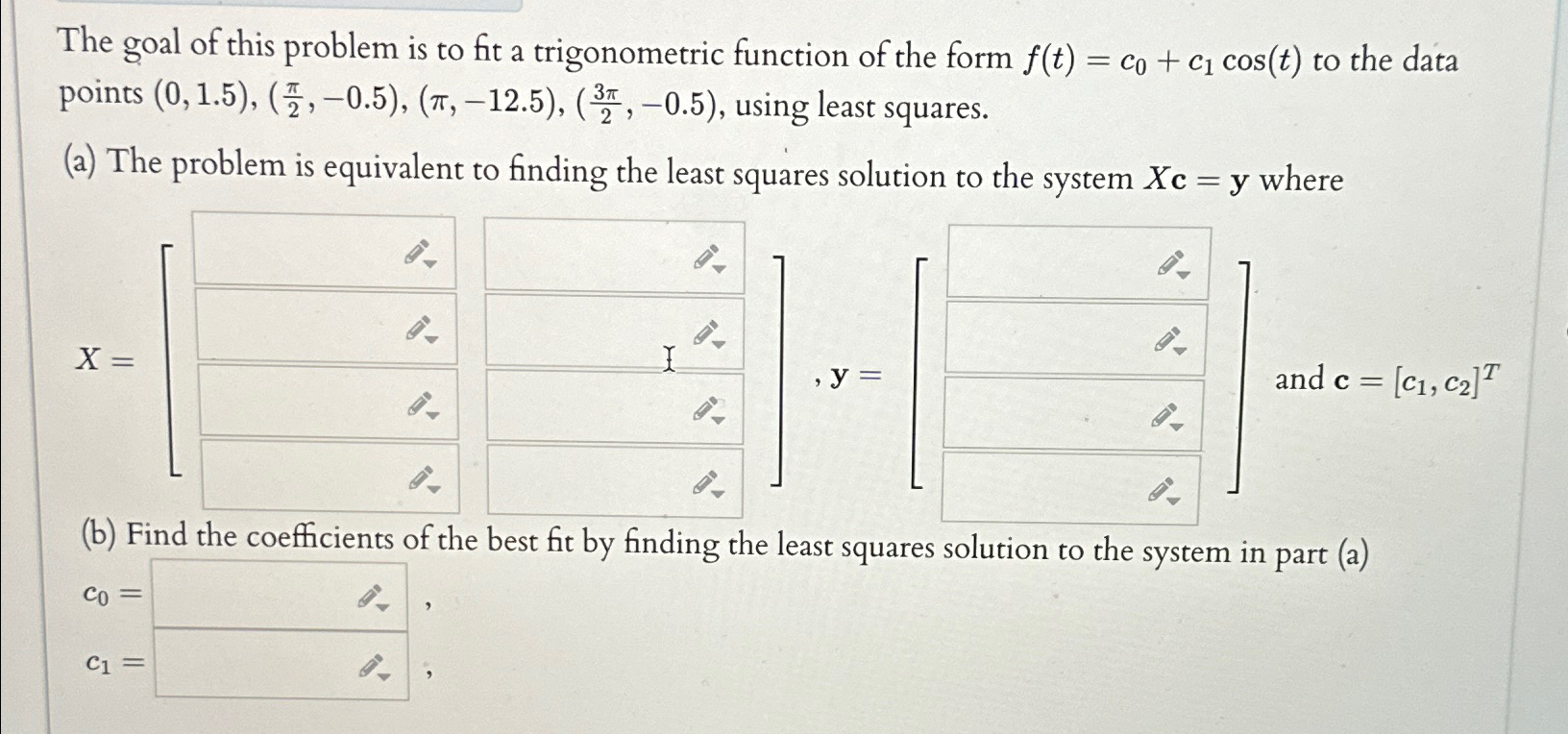 Solved The goal of this problem is to fit a trigonometric | Chegg.com
