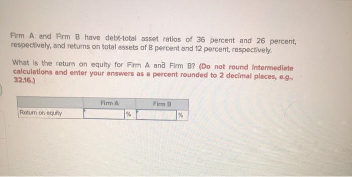 Solved Firm A And Firm B Have Debt-total Asset Ratios Of 36 | Chegg.com