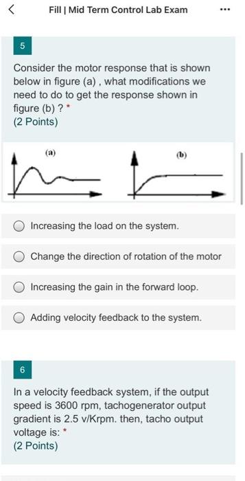 Solved : Fill Mid Term Control Lab Exam 5 Consider the motor | Chegg.com