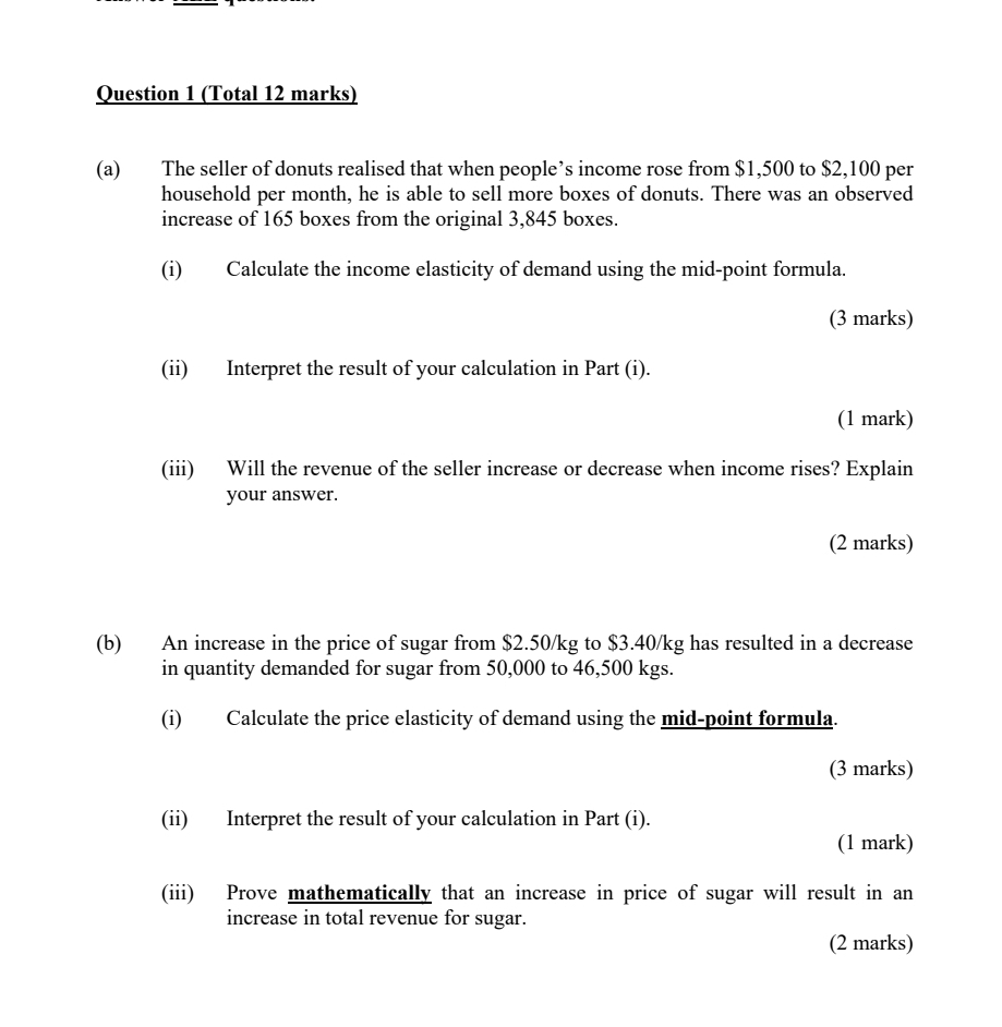 Solved Question 1 (Total 12 ﻿marks)(a) ﻿The seller of donuts | Chegg.com