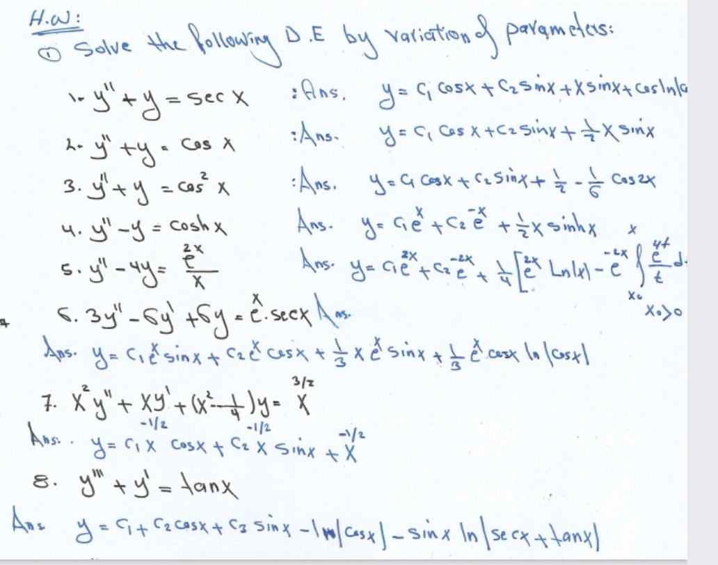 Solved H.W: Solve the X x X 2x 4+ - - following D.E by | Chegg.com