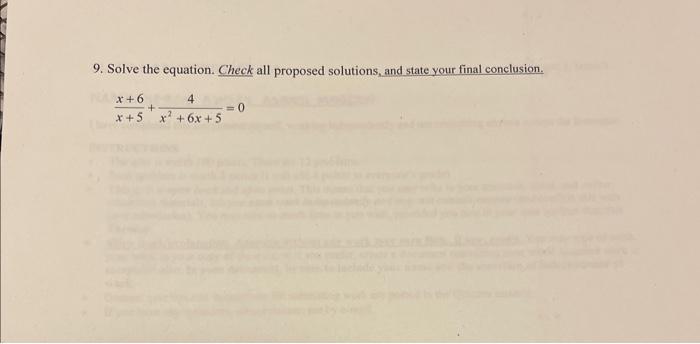 Solved 9. Solve the equation. Check all proposed solutions, | Chegg.com