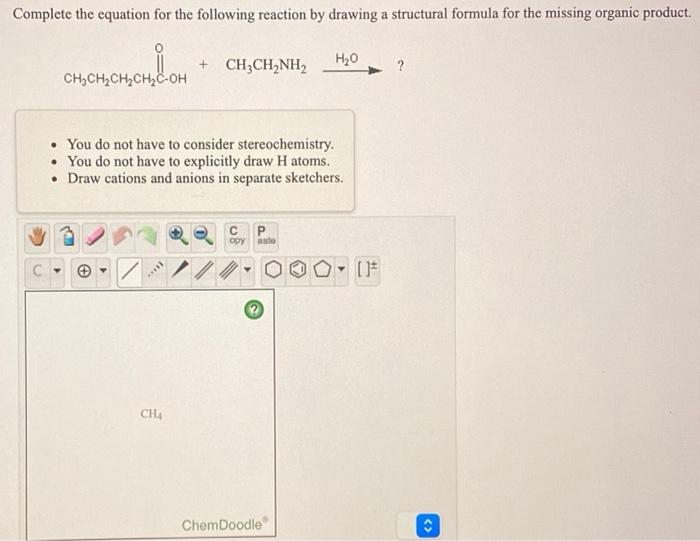 Solved Draw a structural formula for the missing product in | Chegg.com