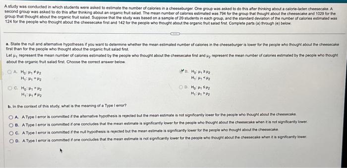 Solved A study was conducted in which students were asked to | Chegg.com