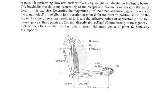 Solved A person is performing slow arm curls with a 10-kg | Chegg.com