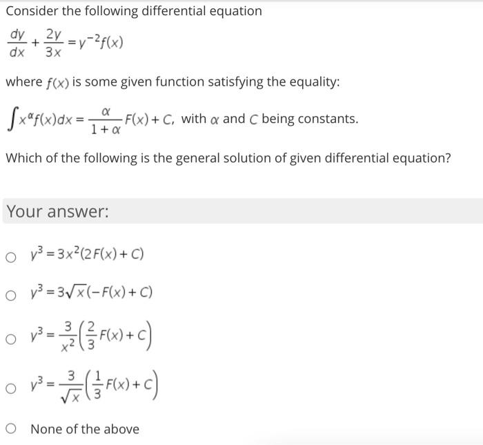 Solved Consider the following differential equation dy 2y | Chegg.com