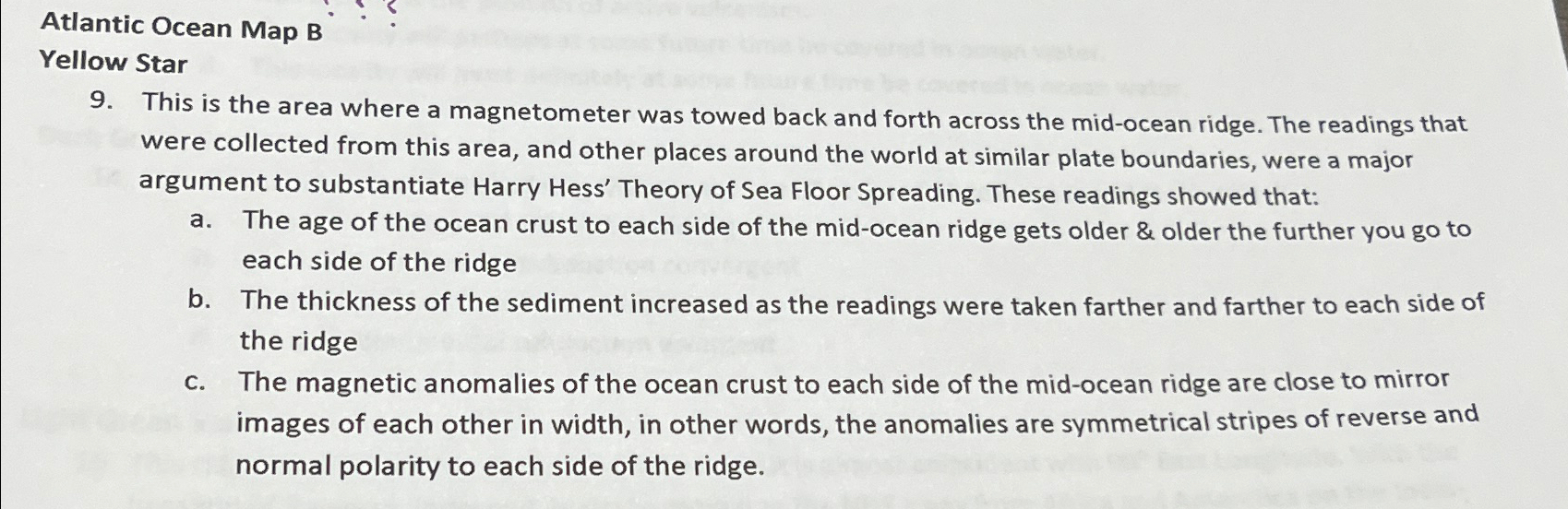 Solved Atlantic Ocean Map BYellow Star9. ﻿This is the area | Chegg.com